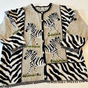 Design Options by Phillip & Jane Gordon Vintage Beaded Zebra Sweater Siz…